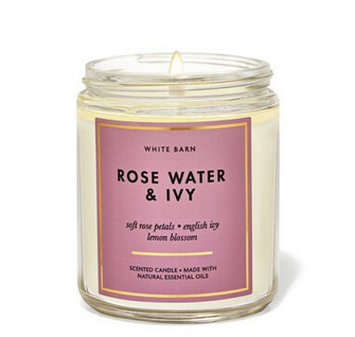 Rose Water & Ivy Single WIck Candle