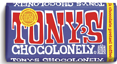 Tony's Chocolonely Dark Milk Chocolate Bar with Pretzel and Toffee