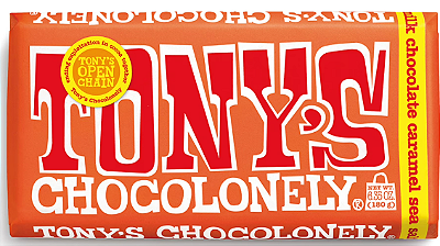 Tony's Chocolonely Milk Chocolate Bar with Caramel and Sea Salt