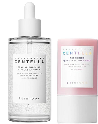 SKIN1004 Madagascar Centella Poremizing Quick Clay Stick Mask and Tone Brightening Capsule Ampoule