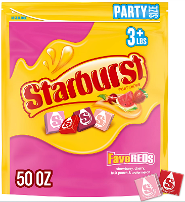 Starburst Favereds Fruit Chews Chewy Candy, Red Candies Party Size