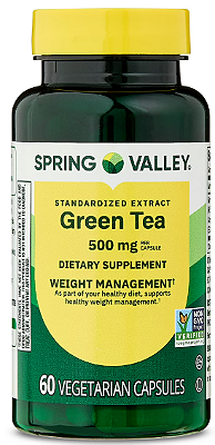 Spring Valley Standardized Extract Green Tea Dietary Supplement Vegetarian Capsules for Weight Management, 500 mg