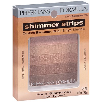  Physicians Formula Shimmer Strips Custom Bronzer, Blush and Eye Shadow, Waikiki Strip Peach Glow