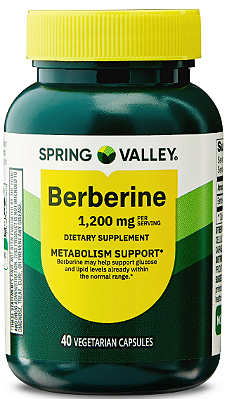 Spring Valley Berberine Dietary Supplement Vegetarian Capsules for Metabolism Support, 1200 mg