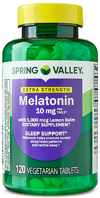 Spring Valley Extra Strength Melatonin Tablets Sleep Support Dietary Supplement, 10 mg
