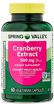Spring Valley Cranberry Extract Urinary Tract Support Vegetarian Capsules, 500mg