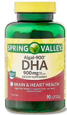 Spring Valley Algal-900 DHA Dietary Supplement, 900 mg