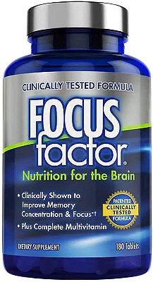 Focus Factor Brain Supplement Multivitamin Improve Memory and Clarity Boost Concentration Neuro Energy Learning Reasoning for Men and Women