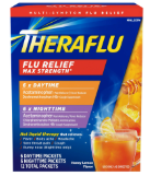 Theraflu Max Strength Cough Cold and Flu Day and Nighttime Relief Medicine Powder With Acetaminophen, 12 Count