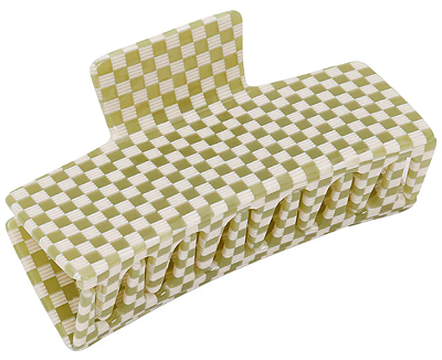 Chunks Medium Box Hair Claw Clip in Olive Check