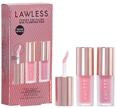 LAWLESS Mini Forget The Filler Lip Plumper Duo with Velvet + Strawberry Popsicle
