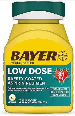 Bayer Aspirin Low Dose 81 mg, Enteric Coated Tablets, Doctor Recommended, Secondary Prevention of Cardiovascular