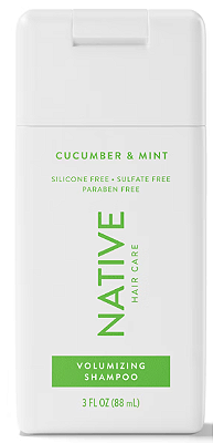 Native Travel Size Vegan Cucumber & Mint Volume Shampoo, Clean, Sulfate, Paraben and Silicone Free