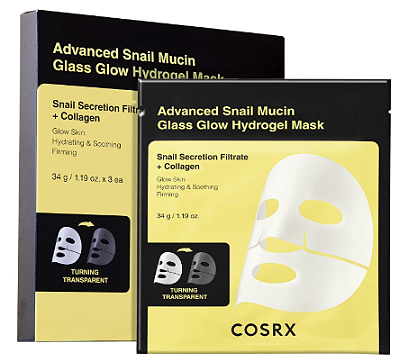 COSRX Advanced Snail Mucin Glass Glow Hydrogel Face Masks Skincare 3 EA