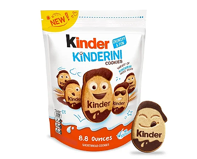 Kinder Kinderini Shortbread Cookies, Crunchy Biscuits Snack with Fun Expressions