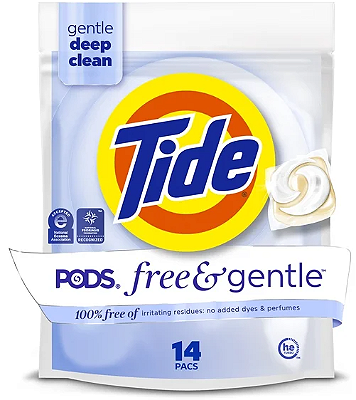 Tide PODS Laundry Detergent Soap Pacs, Free and Gentle, Hypoallergenic, Unscented