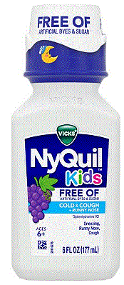 Vicks NyQuil Kids Cold + Cough Syrup, Children's Cold Medicine, Grape