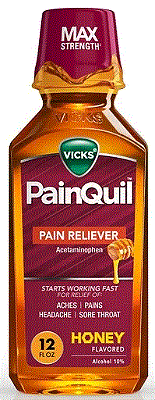 Vicks PainQuil Liquid Pain Relief, Acetaminophen 1000mg, Honey Flavored