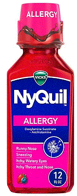 Vicks NyQuil Allergy Liquid, Nighttime Allergy Medicine for Adults, Berry