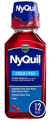 Vicks NyQuil Cold and Flu Liquid, Nighttime Cold Medicine, Original