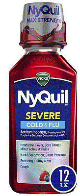 Vicks NyQuil SEVERE Cold & Flu Liquid, Cold and Flu Medicine for Adults, Origina