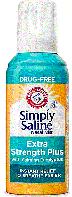 ARM & HAMMER Simply Saline Extra Strength Plus Eucalyptus Nasal Spray for Severe Congestion