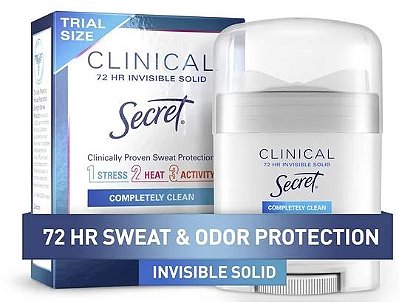 Secret Clinical 100HR Antiperspirant Deodorant for Women, Invisible Solid, Completely Clean
