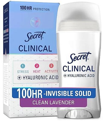 Secret Clinical 100HR Antiperspirant Deodorant, Invisible Solid, Clean Lavender