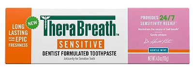 TheraBreath Sensitive Toothpaste, 24/7 Sensitivity Relief (1), With Fluoride for Anticavity Protection, Gentle Mint