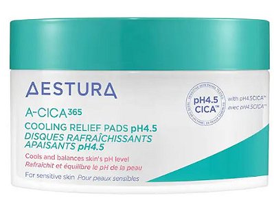 AESTURA A-CICA365 Cooling Relief Toner Pads pH4.5 with Centella Asiatica + Hyaluronic Acid for Redness