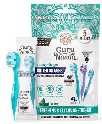 GuruNanda Butter on Gums Pre-Pasted Toothbrushes