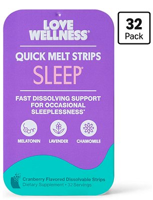 Love Wellness | Sleep Quick Melt Strips | No Water Needed | 32 Strips