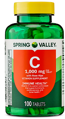 Spring Valley Vitamin С with Rose Hips Dietary Supplement Tablets for Immune Health, 1000 mg