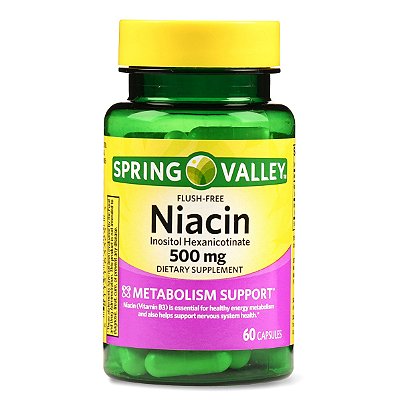 Spring Valley Niacin Capsules. 500 mg