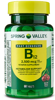 Spring Valley Vitamin B12 Supplement Quick-Dissolve Tablets, 2500 mcg