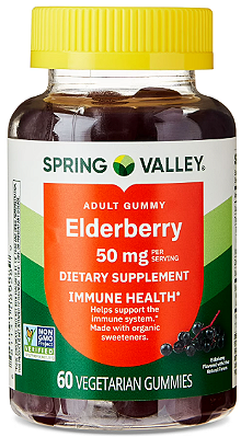 Spring Valley Non GMO Elderberry Dietary Supplement Gummies for Immune Health, 50 mg