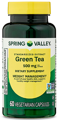 Spring Valley Green Tea Extract Vegetarian Capsules 500mSpring Valley Standardized Extract Green Tea Dietary Supplement Vegetarian Capsules for Weight Management, 500 mg