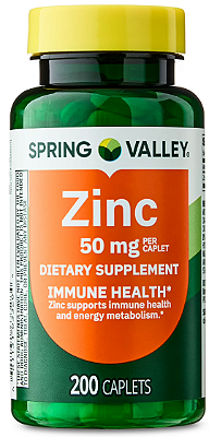Spring Valley Zinc Dietary Supplement Caplets for Immune Health, 50 mg