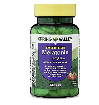 Spring Valley Fast-Dissolve Melatonin Sleep Support Dietary Supplement Tablets, 3 mg