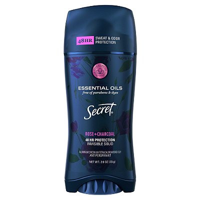 Secret Antiperspirant Deodorant for Women With Pure Essential Oils - Rose & Charcoal