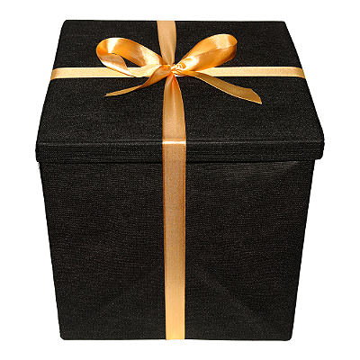 Caixa de Presente Extra Grande Preta com Laço de Cetin Luxuoso