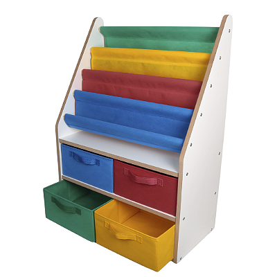 Revisteiro Porta Livros Infantil Com 4 Gavetas Organizadoras