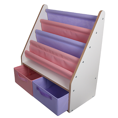 Porta Livros Infantil Com 2 Gavetas Organizadoras Rosa e LIlás