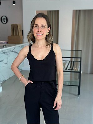 Blusa Feminina Alça Clássica Viscose Elastano Preto