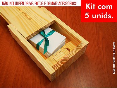 Kit c/ 5 unidades - Caixa de Provas - Modelo 4 (Espaço para fotos + compartimento para pen drive)