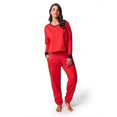 Pijama Feminino Longo Comfy Vermelho