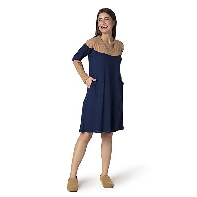 Camisão Feminino Curto Marinho com Marrom