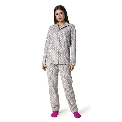 Pijama Feminino Aberto Soft Cinza Milênio