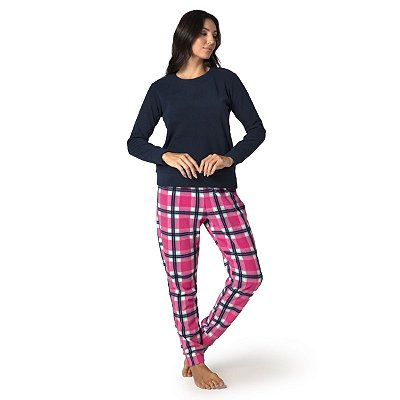 Pijama Feminino Longo Pink Check