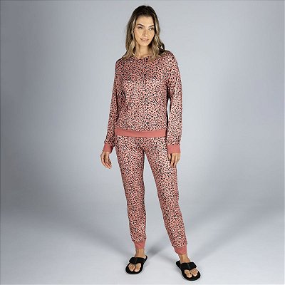 Pijama Feminino Longo Jaguar Rosê